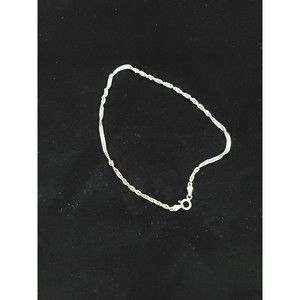 Vintage Sterling Silver Large Ankle Bracelet‎ Twist Chain 925 Italy 10" Signed Y